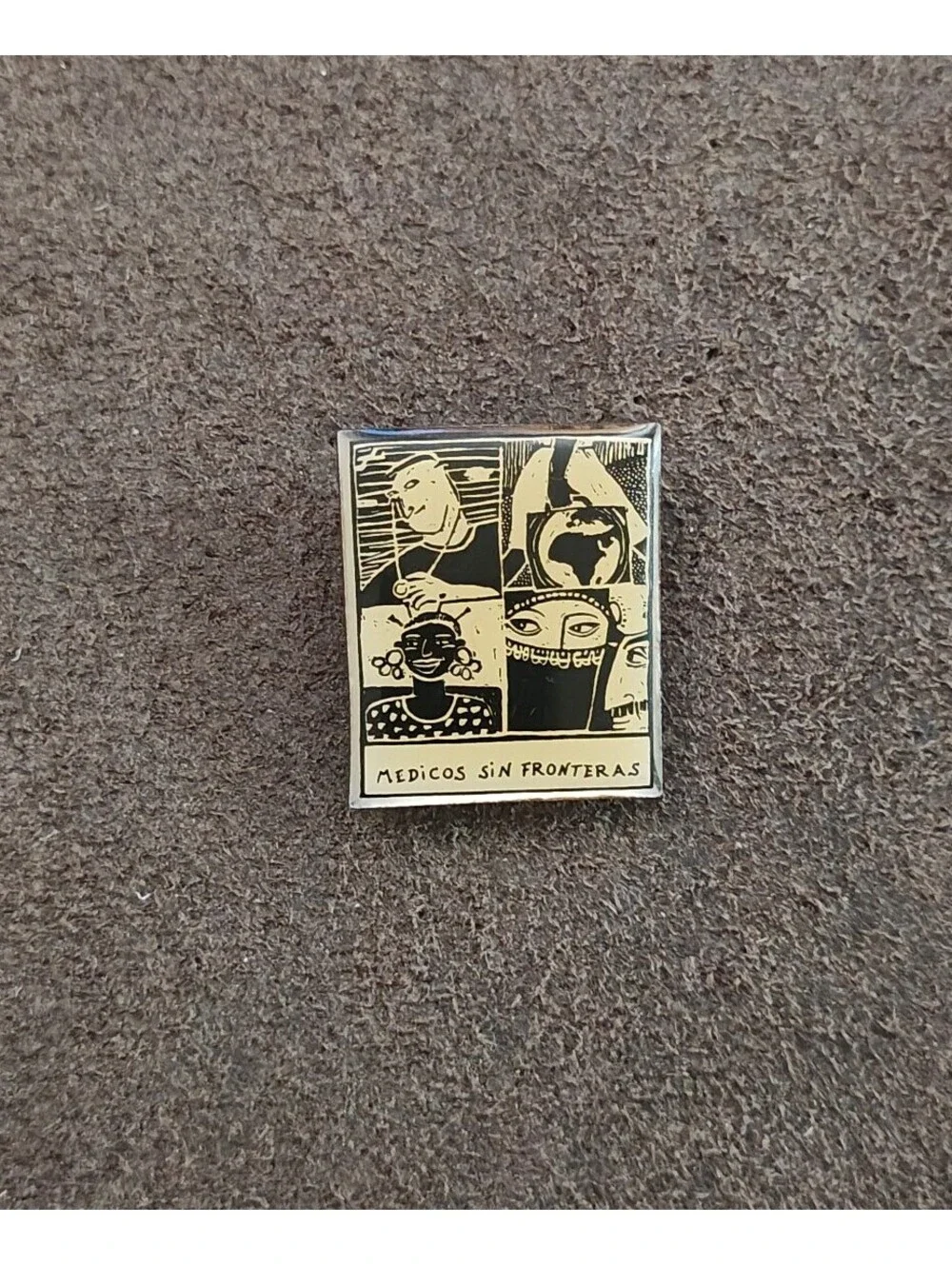 1990s Médicos Sin Fronteras (Doctors Without Borders) Silver Tone Enamel Pin